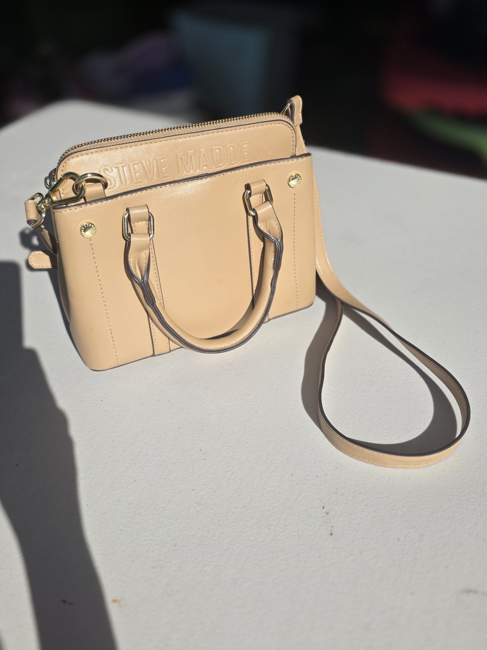 Steve Madden Beige Crossbody Satchel